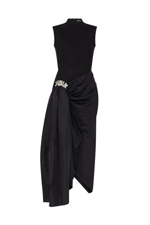 Abito midi in lana sartoriale nera DAVID KOMA | AW25DK67DBLACKSILVER